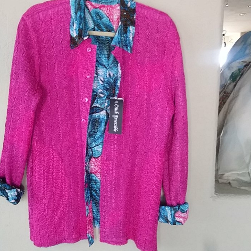 Crush Reversible Floral Design Reversible Pink Color Jacket - Picture 3 of 6